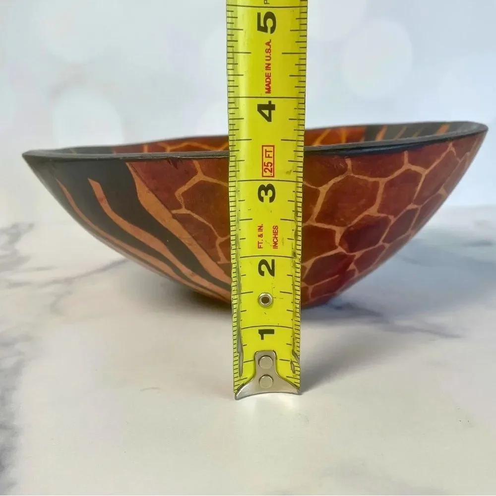 Hand Carved Wooden Bowl with Sunburst Design